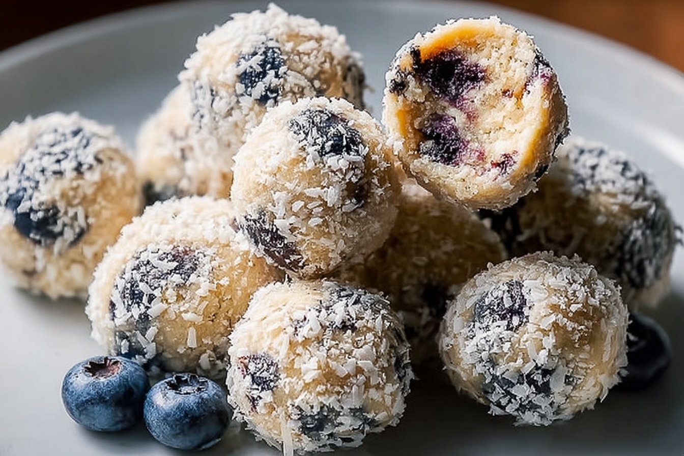 Creamy Blueberry Cheesecake Protein Balls