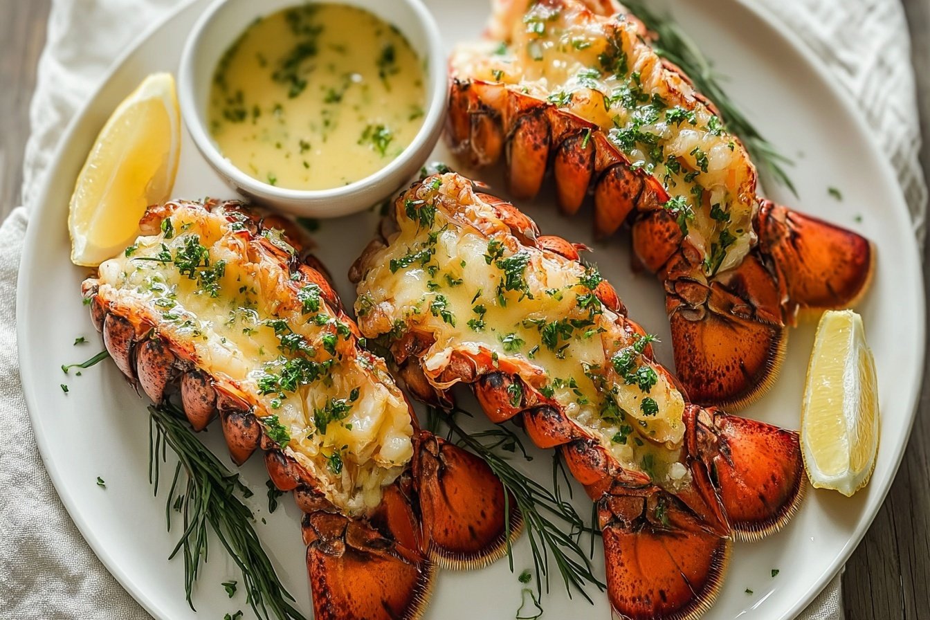 Grilled Lobster Tails With Garlic Lemon Butter Sauce