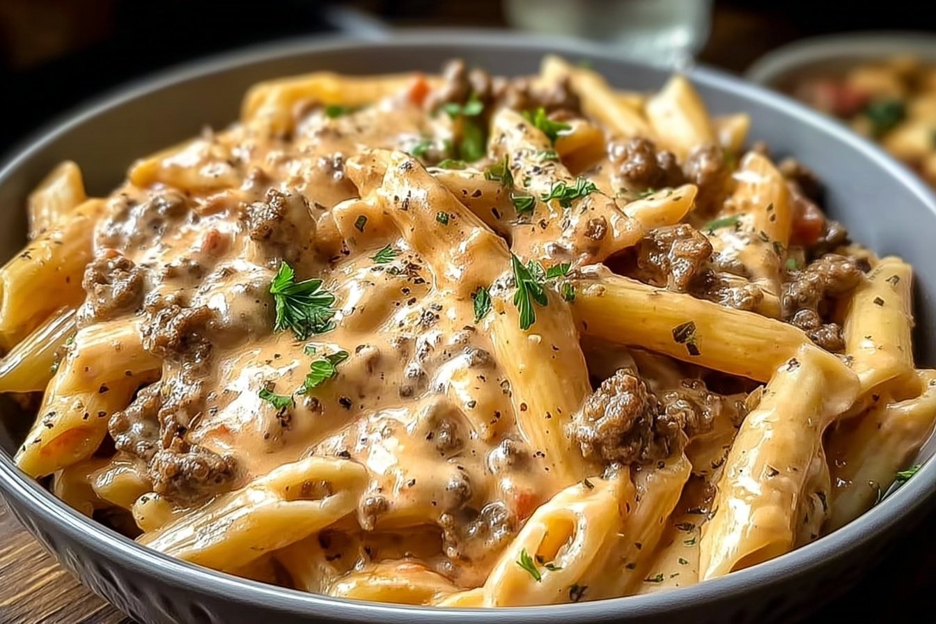 High Protein Creamy Beef Pasta