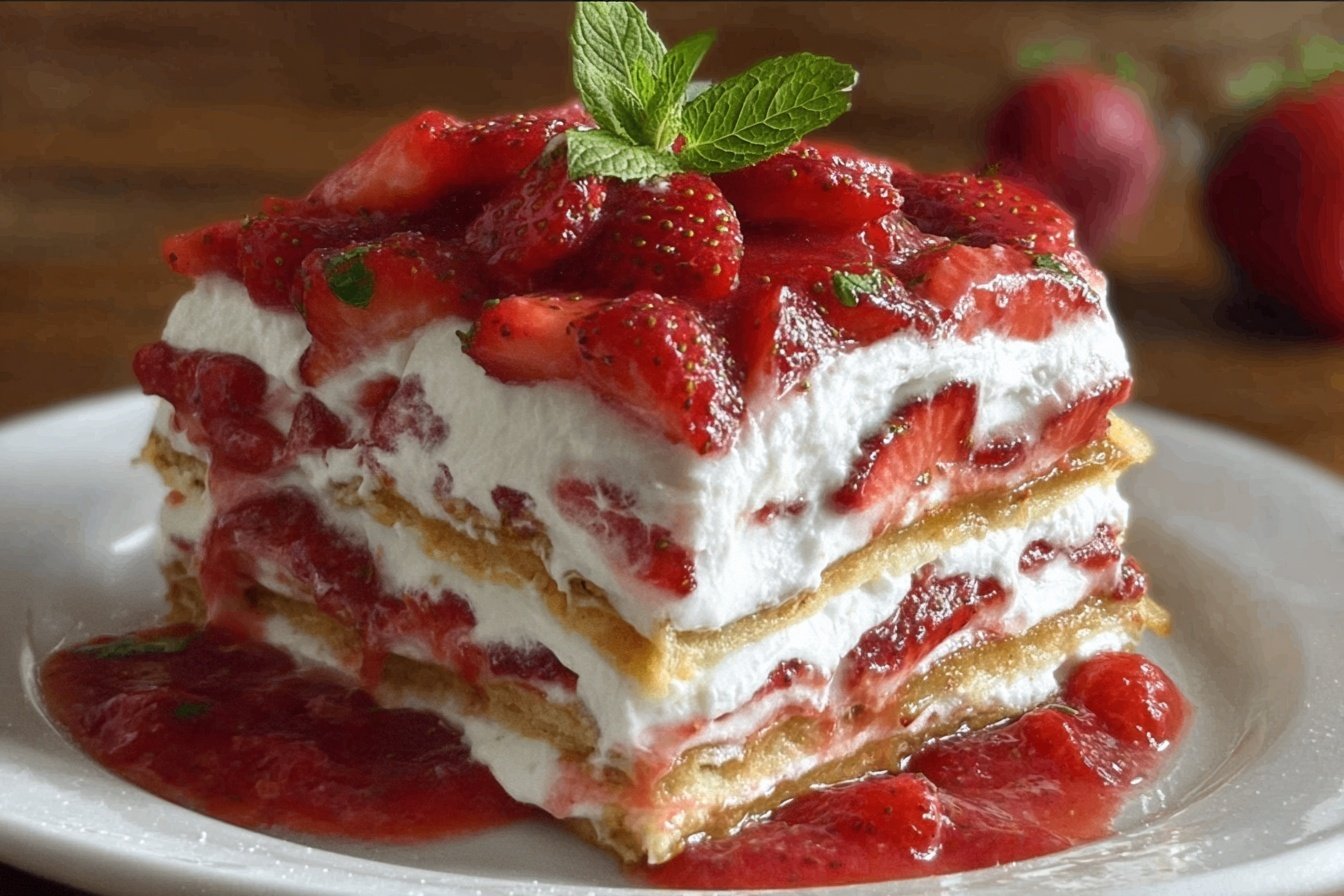 No Bake Strawberry Cheesecake Lasagna 6 Strawberry Lasagna