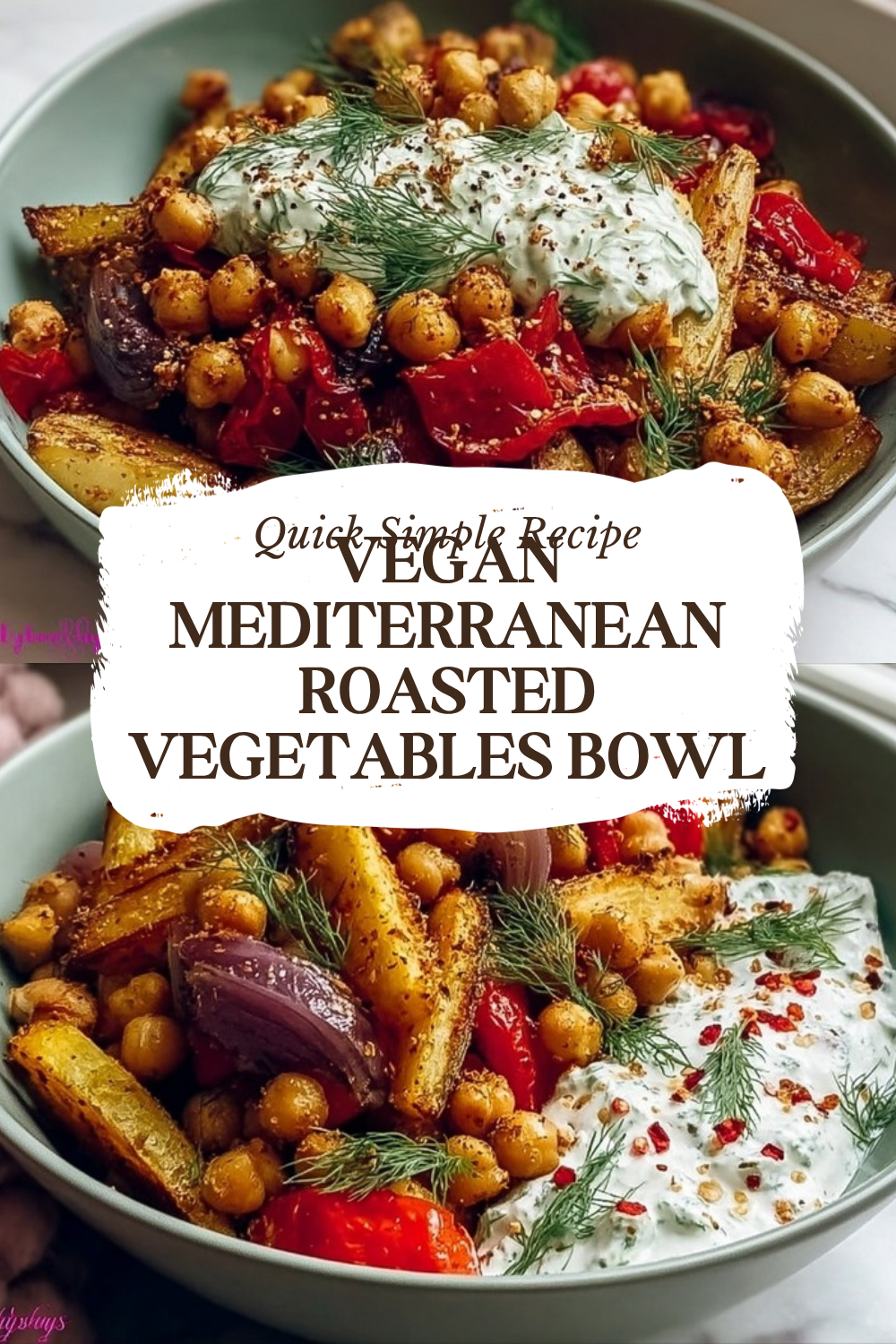 Vegan Mediterranean Roasted Vegetables Bowl